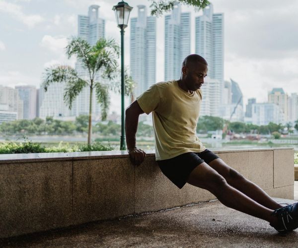 Man standing tall and confident after morning exercise